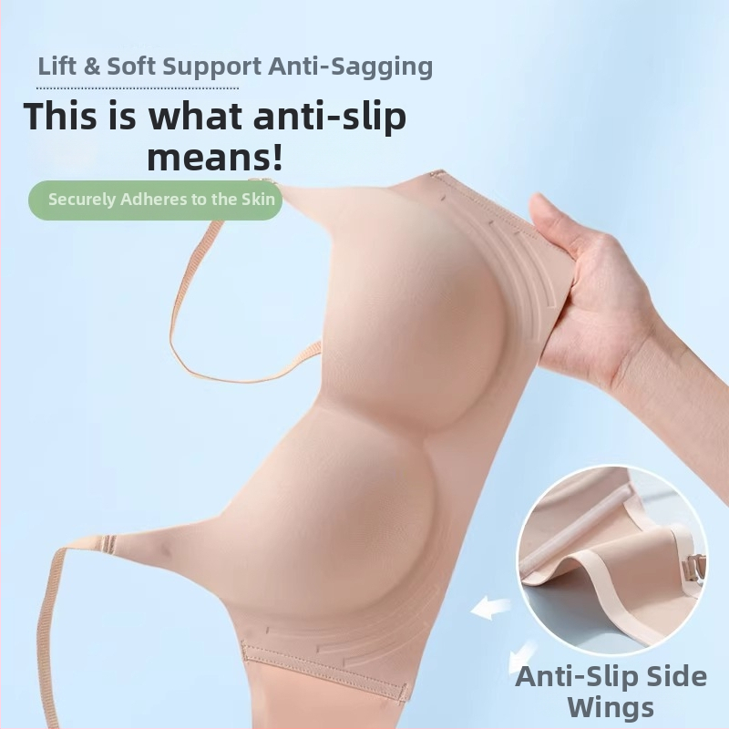 Bezšvová push-up podprsenka bez drôtov, 1/2 košíčky, tvarované košíčky, pevné dvojité ramienka