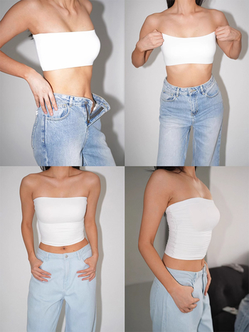 Tube топ без презрамки със подплънка за бюста, Slim fit, Найлон/Спандекс, Лято 2025