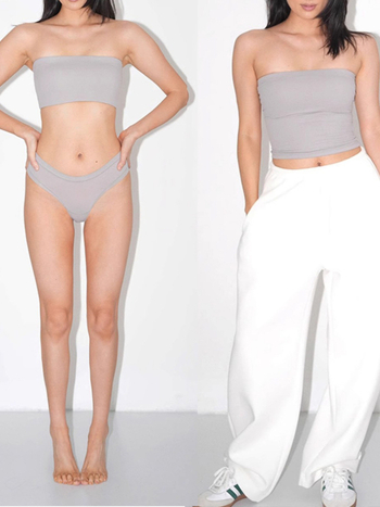 Tube топ без презрамки със подплънка за бюста, Slim fit, Найлон/Спандекс, Лято 2025