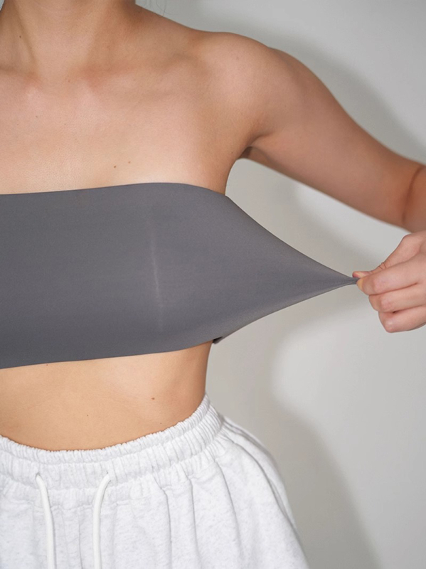 Tube топ без презрамки със подплънка за бюста, Slim fit, Найлон/Спандекс, Лято 2025