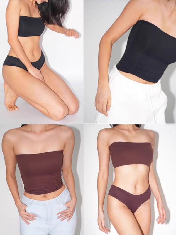 Tube топ без презрамки със подплънка за бюста, Slim fit, Найлон/Спандекс, Лято 2025