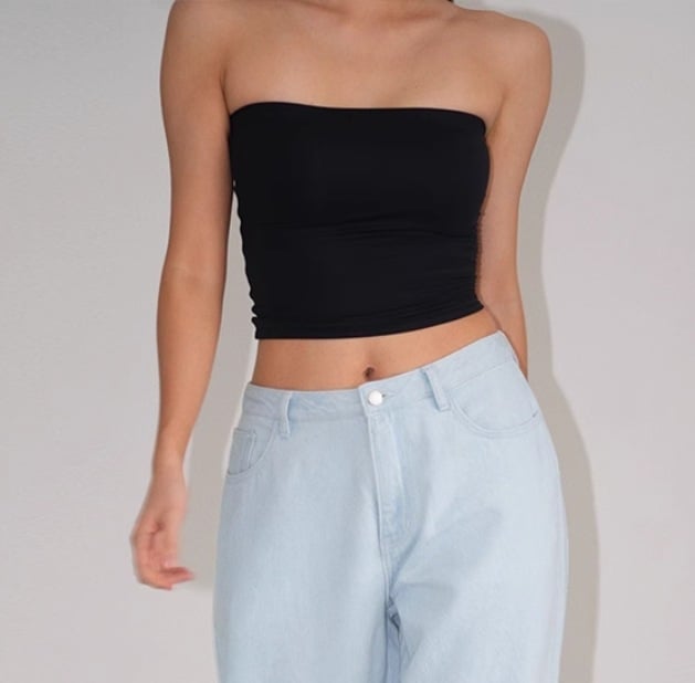 Tube топ без презрамки със подплънка за бюста, Slim fit, Найлон/Спандекс, Лято 2025