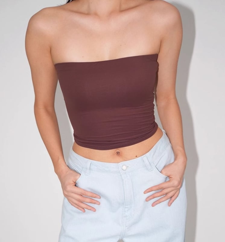 Tube топ без презрамки със подплънка за бюста, Slim fit, Найлон/Спандекс, Лято 2025