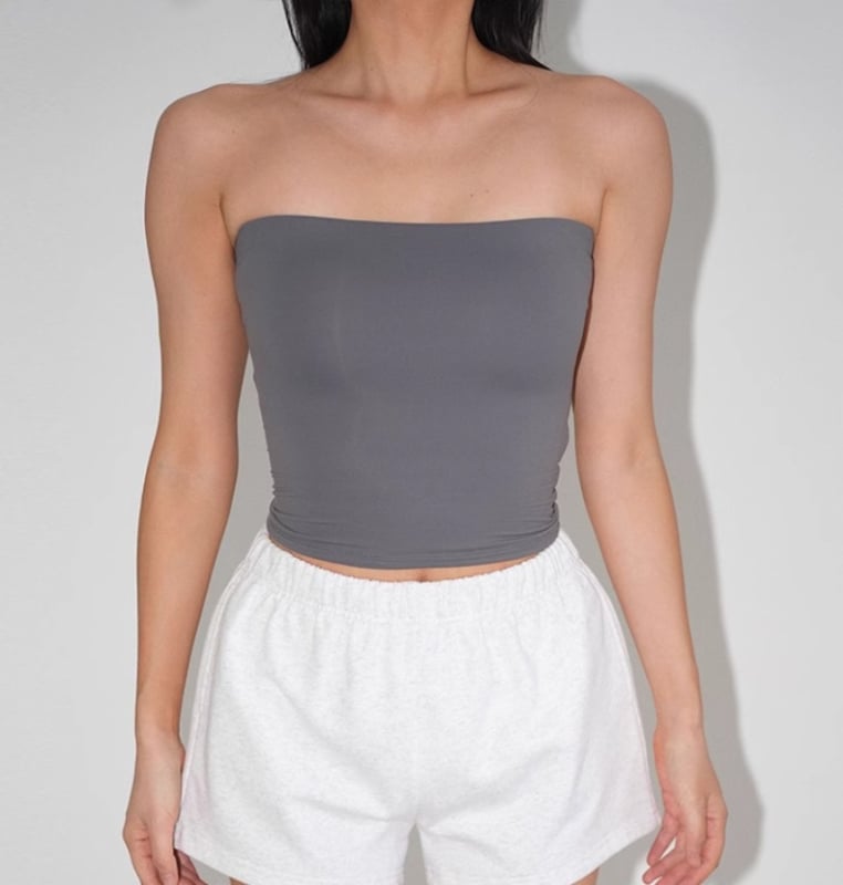 Tube топ без презрамки със подплънка за бюста, Slim fit, Найлон/Спандекс, Лято 2025