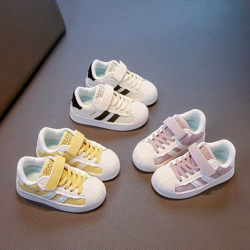 Dječje tenisice Shell-Toe s debelim đonom, PU gornji materijal, Velcro zatvarač, niski kroj, uzrast 1–6 godina