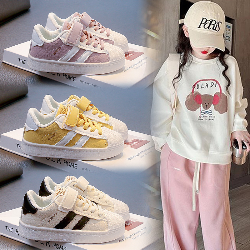 Dječje tenisice Shell-Toe s debelim đonom, PU gornji materijal, Velcro zatvarač, niski kroj, uzrast 1–6 godina