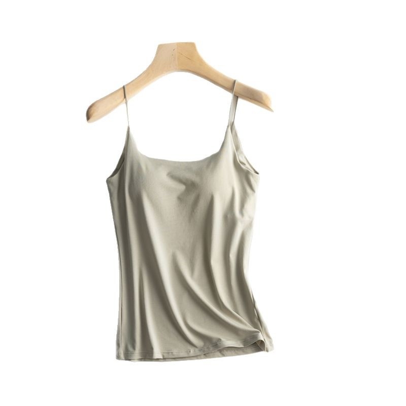 Дамска камизола без гръб със Sling презрамки и вградена подплата за бюст, едноцветна тъкан памук-вискоза