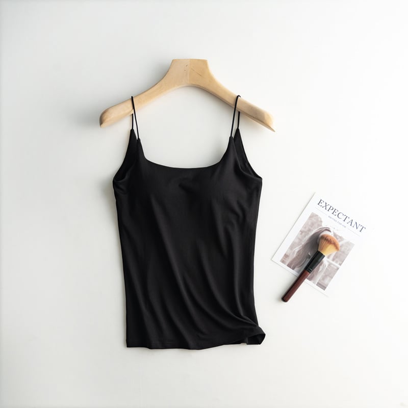 Дамска камизола без гръб със Sling презрамки и вградена подплата за бюст, едноцветна тъкан памук-вискоза