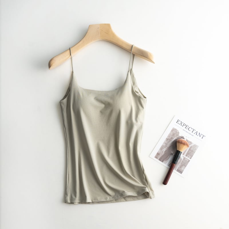 Дамска камизола без гръб със Sling презрамки и вградена подплата за бюст, едноцветна тъкан памук-вискоза