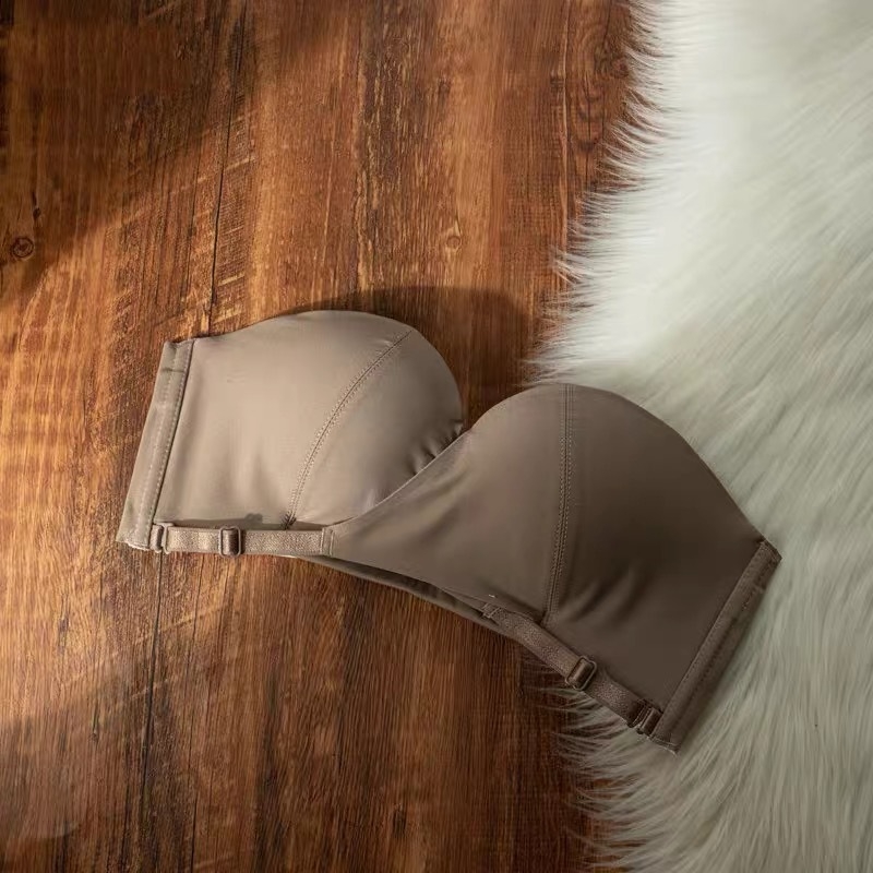 Bezramienkový, bezšvový podprsenka pre ženy, push-up pre malé prsia, odnímateľné dvojité ramienka, zadné štyri rady háčikov, Modal látka