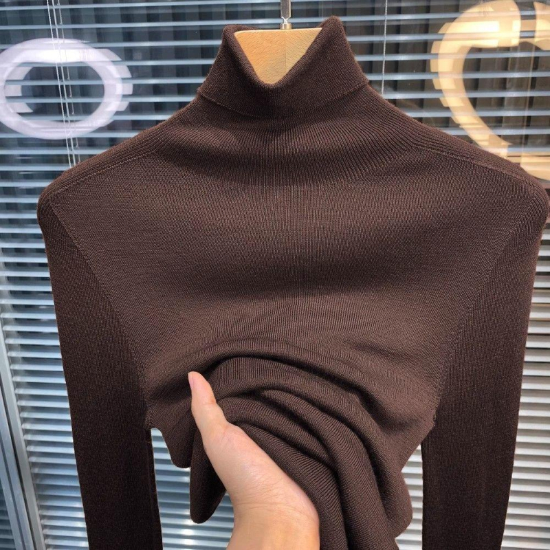 Pleteni džemper s visokim ovratnikom, mješavina ovčje vune i ice silk, Lolita stil