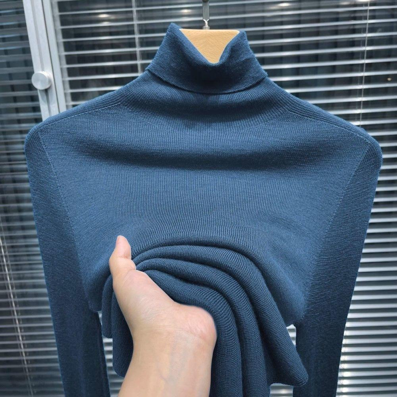 Pleteni džemper s visokim ovratnikom, mješavina ovčje vune i ice silk, Lolita stil