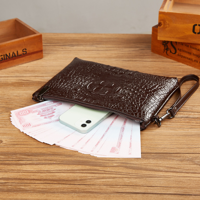 Мъжки клъч от PU кожа, крокодилски модел, водоустойчив, модел k-1003, стил бизнес пътуване