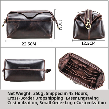 Мъжка кожена клъч чанта с RFID защита и Airtag съвместимост, водоустойчива (истинска кожа; първи слой кожа; RFID защита; Airtag съвместимост; водоустойчивост)