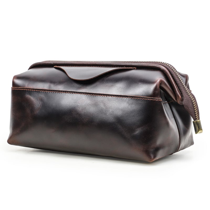 Мъжка кожена клъч чанта с RFID защита и Airtag съвместимост, водоустойчива (истинска кожа; първи слой кожа; RFID защита; Airtag съвместимост; водоустойчивост)