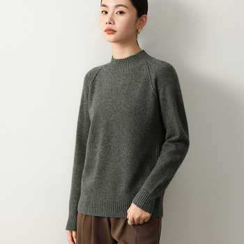 Пуловер, Yak fleece, полуторна яка, раглан стил ръкави, свободен крой, дълги ръкави