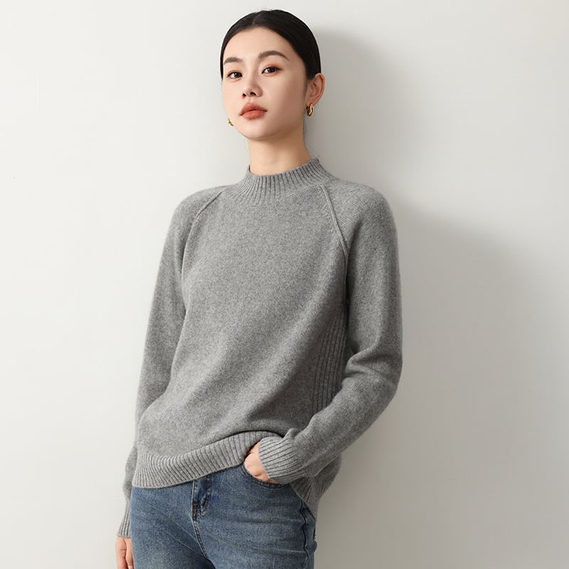 Пуловер, Yak fleece, полуторна яка, раглан стил ръкави, свободен крой, дълги ръкави