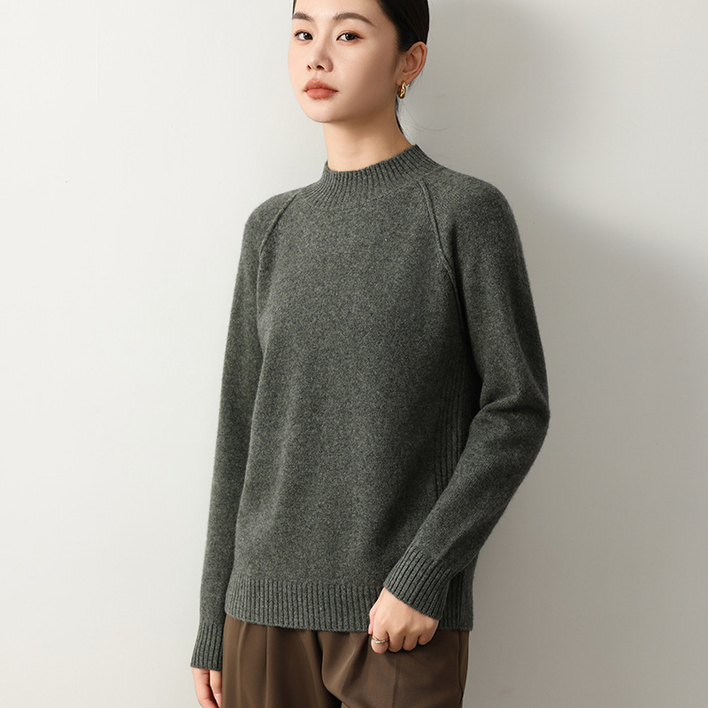 Пуловер, Yak fleece, полуторна яка, раглан стил ръкави, свободен крой, дълги ръкави