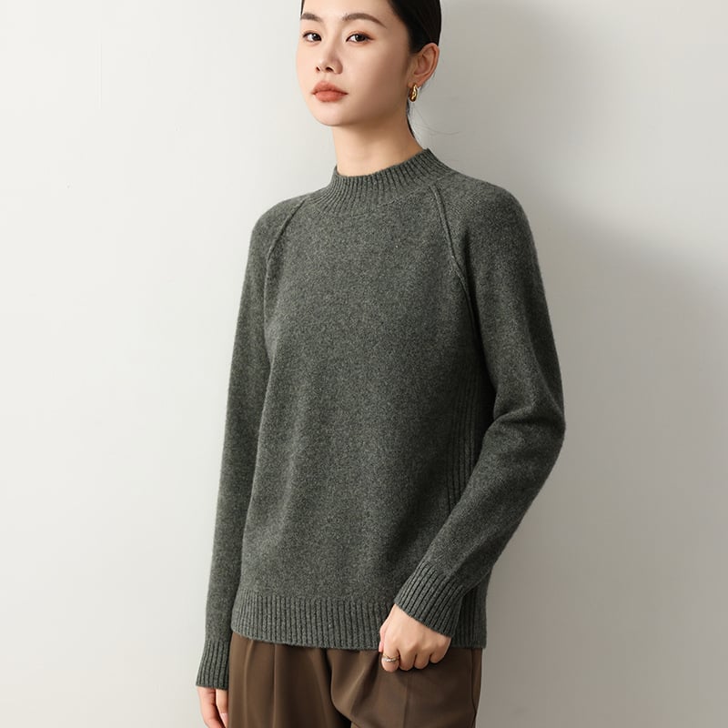 Пуловер, Yak fleece, полуторна яка, раглан стил ръкави, свободен крой, дълги ръкави