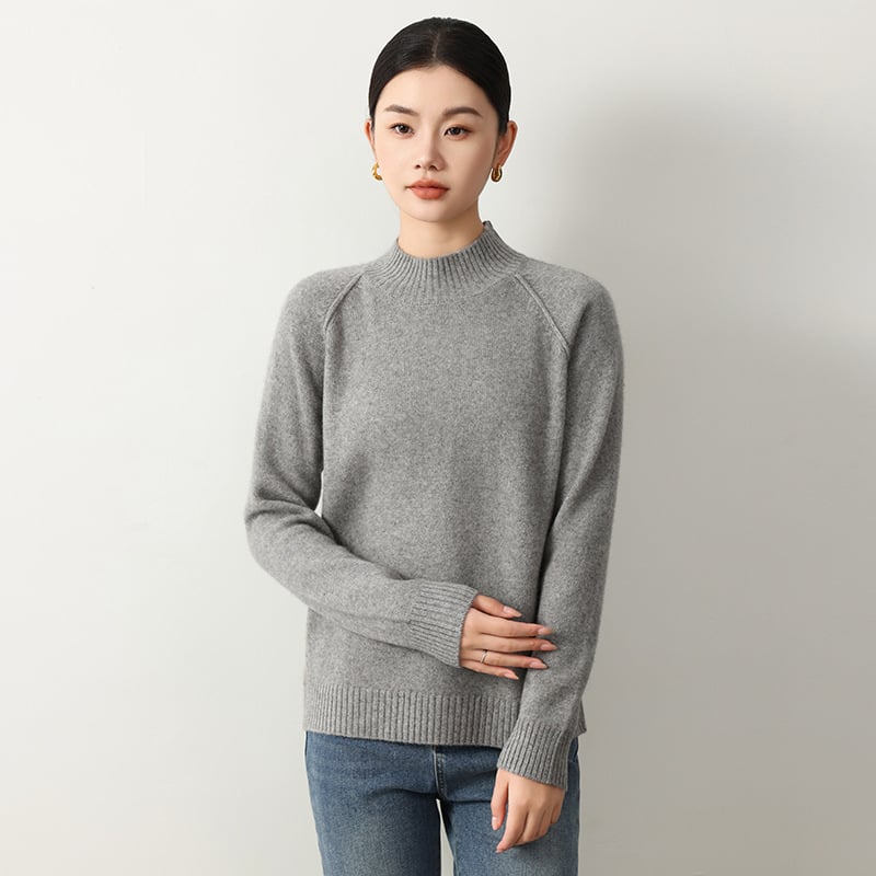 Пуловер, Yak fleece, полуторна яка, раглан стил ръкави, свободен крой, дълги ръкави