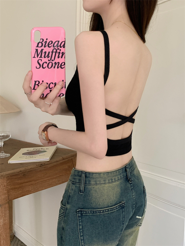 Wrap Bra / Tube Top με cross-back σχέδιο, διαπνέον νάιλον, πλήρες cup, λεπτά μορφοποιημένα cups, όμορφο πίσω