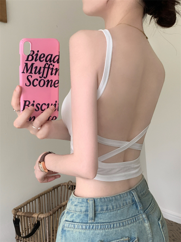 Wrap Bra / Tube Top με cross-back σχέδιο, διαπνέον νάιλον, πλήρες cup, λεπτά μορφοποιημένα cups, όμορφο πίσω