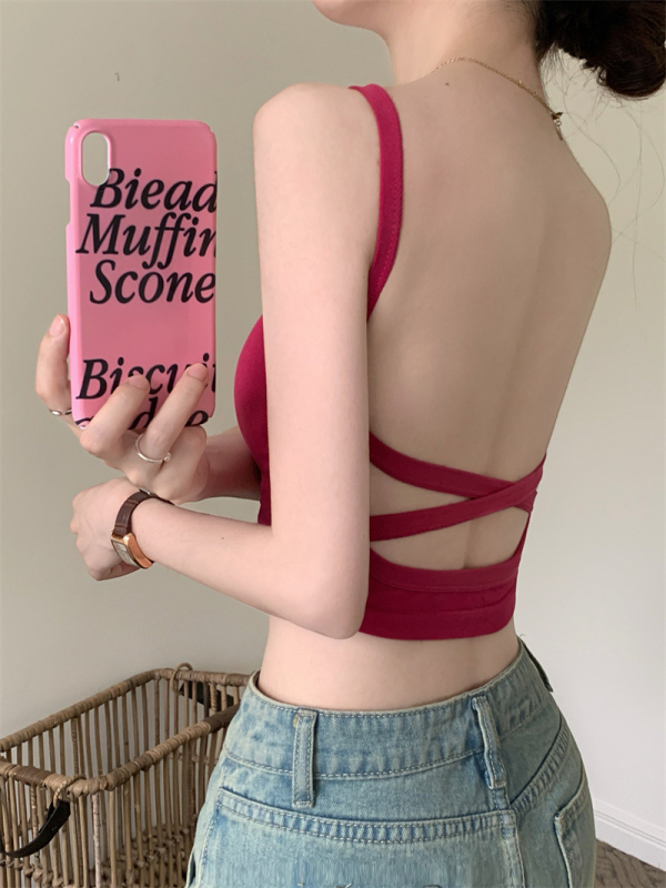 Wrap Bra / Tube Top με cross-back σχέδιο, διαπνέον νάιλον, πλήρες cup, λεπτά μορφοποιημένα cups, όμορφο πίσω