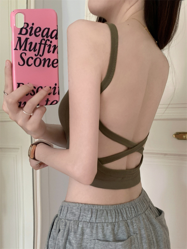 Wrap Bra / Tube Top με cross-back σχέδιο, διαπνέον νάιλον, πλήρες cup, λεπτά μορφοποιημένα cups, όμορφο πίσω