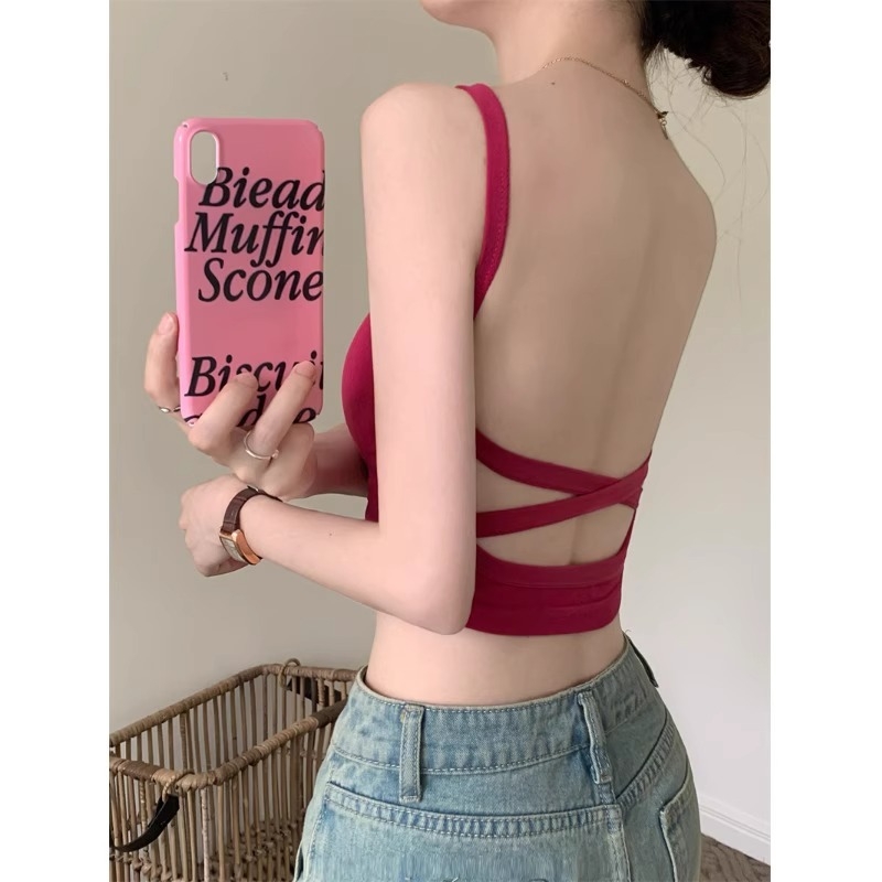 Wrap Bra / Tube Top με cross-back σχέδιο, διαπνέον νάιλον, πλήρες cup, λεπτά μορφοποιημένα cups, όμορφο πίσω