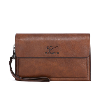 Férfi PU bőr clutch táska, üzleti utazási stílus, nagy kapacitású, csuklópánttal, vízálló és kopásálló, belső poliészter bélés