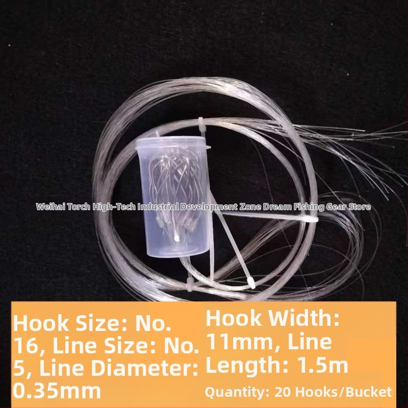 Морска риболовна кука, ръчно завързана, нейлонов лидер, единична кука, бодлива, наклонено устие