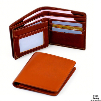 Portofel Mi'an pentru bărbați, din piele naturală, tri-fold, piele de vită de primă clasă, ultra-ușor cu extensie, mare capacitate