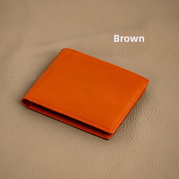 Portofel Mi'an pentru bărbați, din piele naturală, tri-fold, piele de vită de primă clasă, ultra-ușor cu extensie, mare capacitate