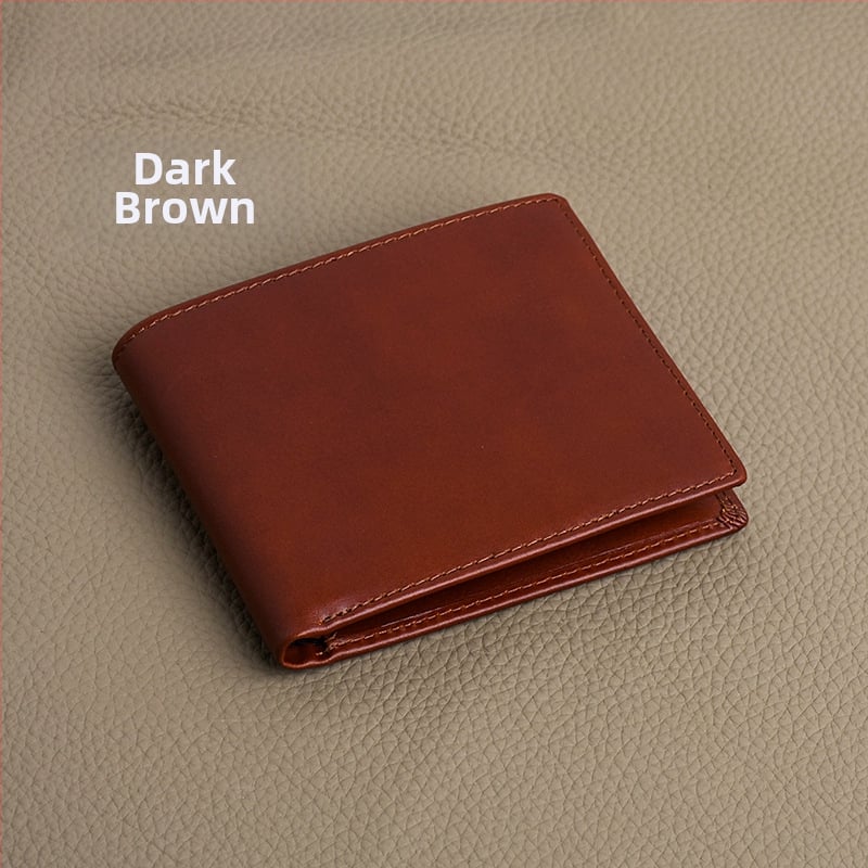 Portofel Mi'an pentru bărbați, din piele naturală, tri-fold, piele de vită de primă clasă, ultra-ușor cu extensie, mare capacitate