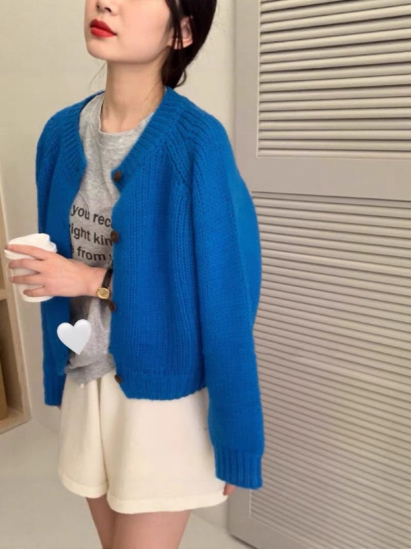 Кардиган за жена, вълна 95%+, свободна кройка, реглан ръкав, кръгла яка