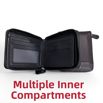 Portofel pentru bărbați din PU, scurt, pliabil, cu două pliuri, stil internațional, căptușeală din poliester