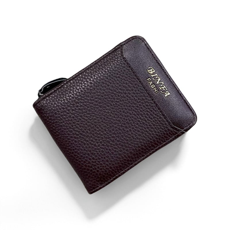 Portofel pentru bărbați din PU, scurt, pliabil, cu două pliuri, stil internațional, căptușeală din poliester