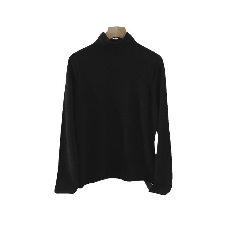 Кашмирен пуловер, полу висока яка, свободен силует, дълги ръкави (95% кашмир, пуловер)