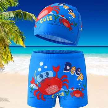 Детски плувни къси панталони за момчета с шапка – полиестер 85%, подплата полиестер 92%, тегло 200 г
