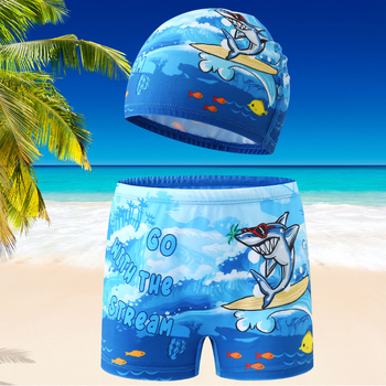 Детски плувни къси панталони за момчета с шапка – полиестер 85%, подплата полиестер 92%, тегло 200 г