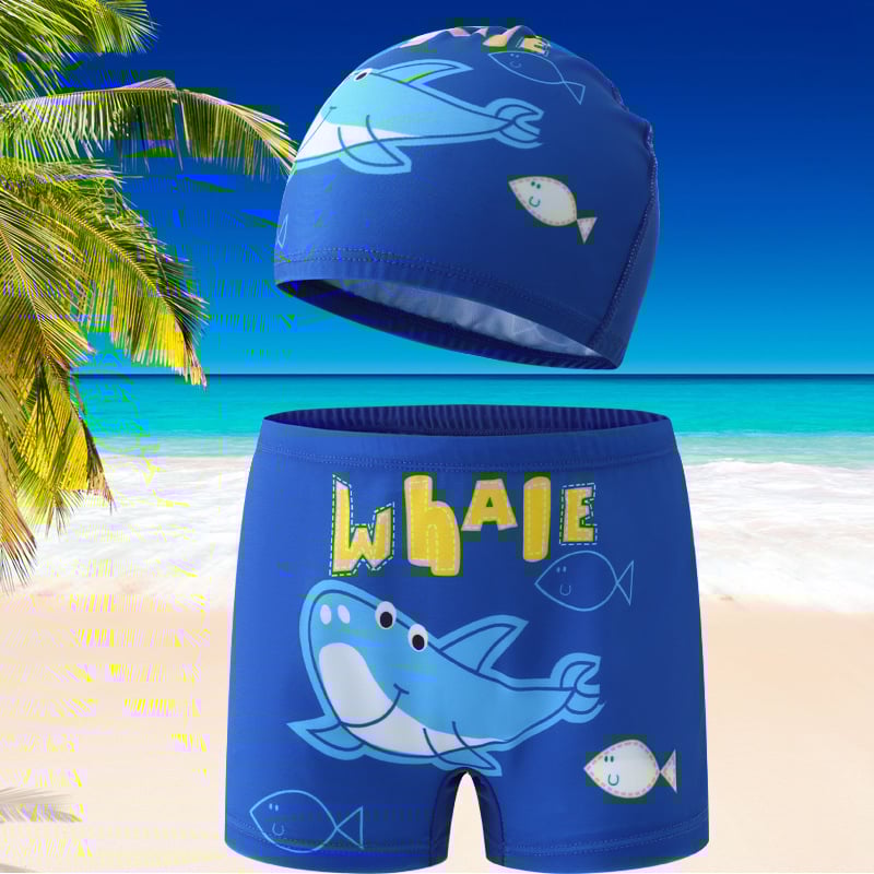 Детски плувни къси панталони за момчета с шапка – полиестер 85%, подплата полиестер 92%, тегло 200 г
