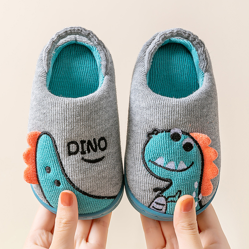 Pamukaste dječje papuče s karikaturalnim uzorkom, pletena gornja, TPR đon, tople, protuklizne, za uzrast 1-6 godina