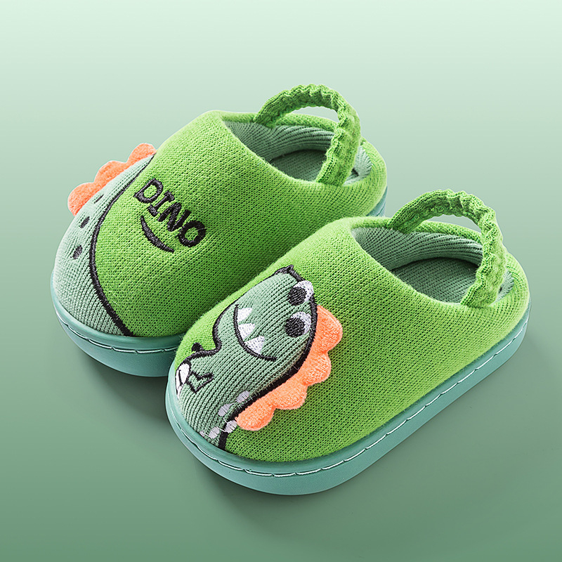 Pamukaste dječje papuče s karikaturalnim uzorkom, pletena gornja, TPR đon, tople, protuklizne, za uzrast 1-6 godina