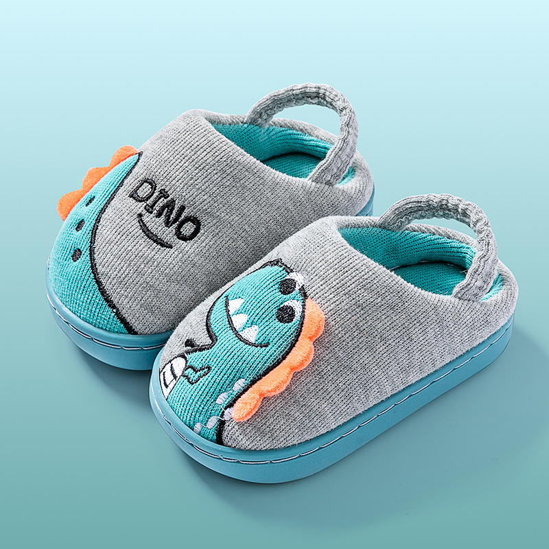 Pamukaste dječje papuče s karikaturalnim uzorkom, pletena gornja, TPR đon, tople, protuklizne, za uzrast 1-6 godina