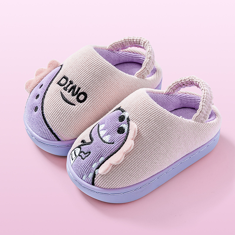 Pamukaste dječje papuče s karikaturalnim uzorkom, pletena gornja, TPR đon, tople, protuklizne, za uzrast 1-6 godina