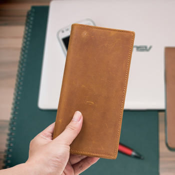 Portofel Niuyike din piele naturală, piele de vițel din primul strat, origine italiană, design extensibil, căptușeală din poliester, funcție anti-furt