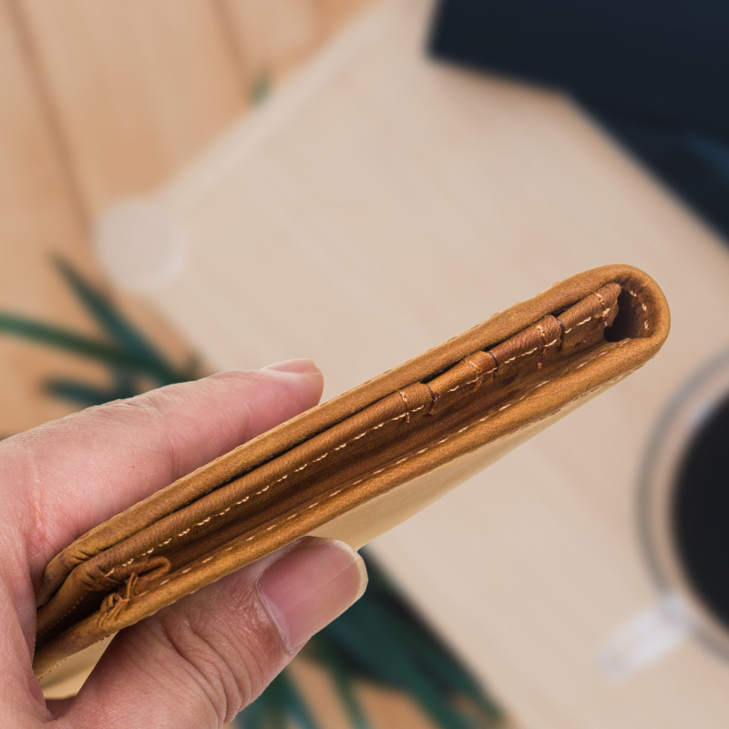 Portofel Niuyike din piele naturală, piele de vițel din primul strat, origine italiană, design extensibil, căptușeală din poliester, funcție anti-furt