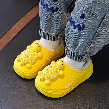 Dječje papuče s crtanim kornjačom, gornji dio od baršuna, protuklizna potplata PVC, unisex, zima 2025