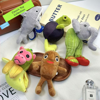 Плюшен ключодържател с животински мотиви: слон и жаба, супер мека къса плюш, пълнеж PP памук, за възраст 14+