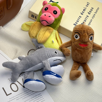 Плюшен ключодържател с животински мотиви: слон и жаба, супер мека къса плюш, пълнеж PP памук, за възраст 14+